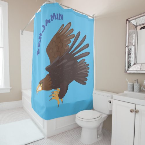 Golden eagle funny cartoon illustration shower curtain