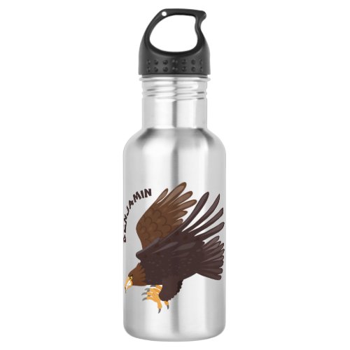 Golden eagle funny cartoon illustration stainless steel water bottle