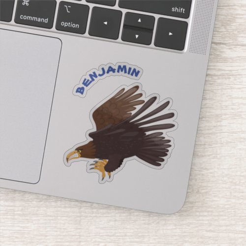 Golden eagle funny cartoon illustration sticker