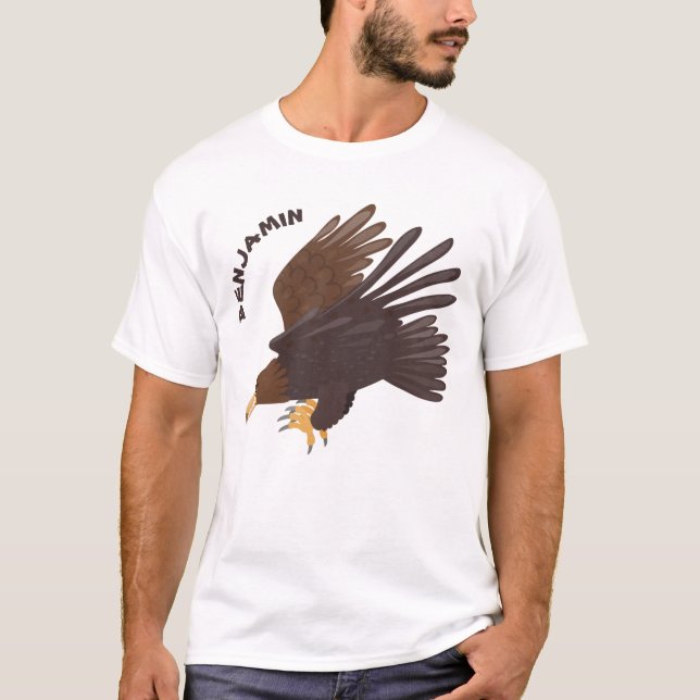 Golden eagle funny cartoon illustration T-Shirt (Front)