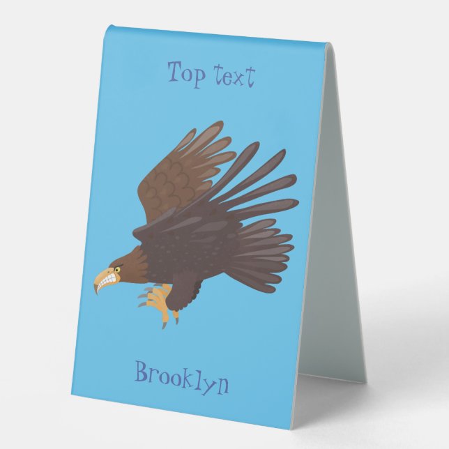 Golden eagle funny cartoon illustration table tent (Front)