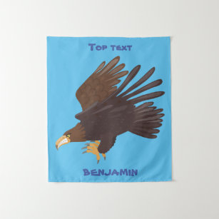 Golden eagle funny cartoon illustration  tapestry