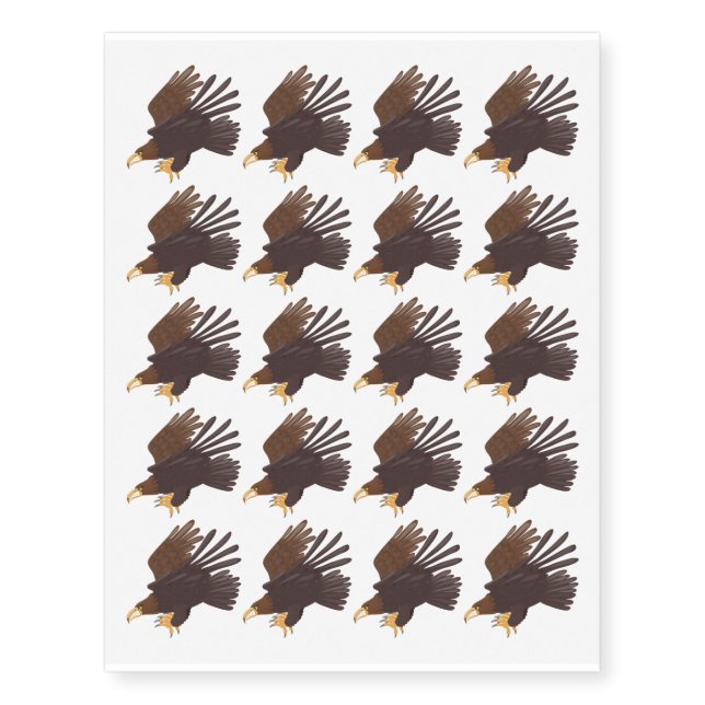 Golden eagle funny cartoon illustration temporary tattoos (Front)