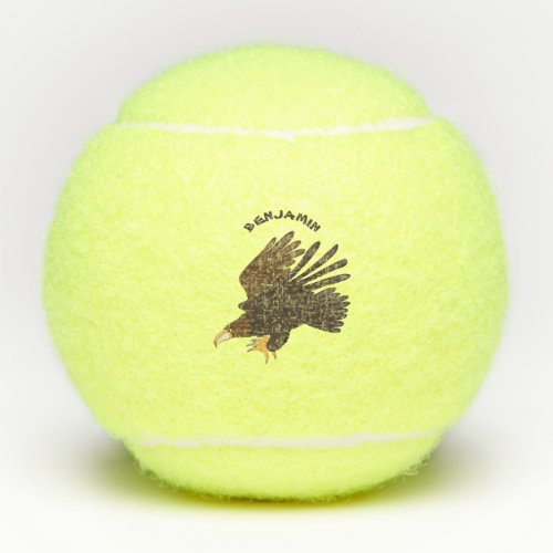 Golden eagle funny cartoon illustration tennis balls