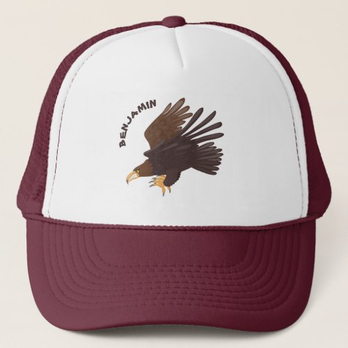 Golden eagle funny cartoon illustration trucker hat