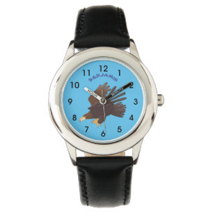Golden eagle funny cartoon illustration watch