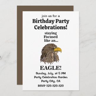 Golden Eagle Head Birthday Party Celebration Invitation