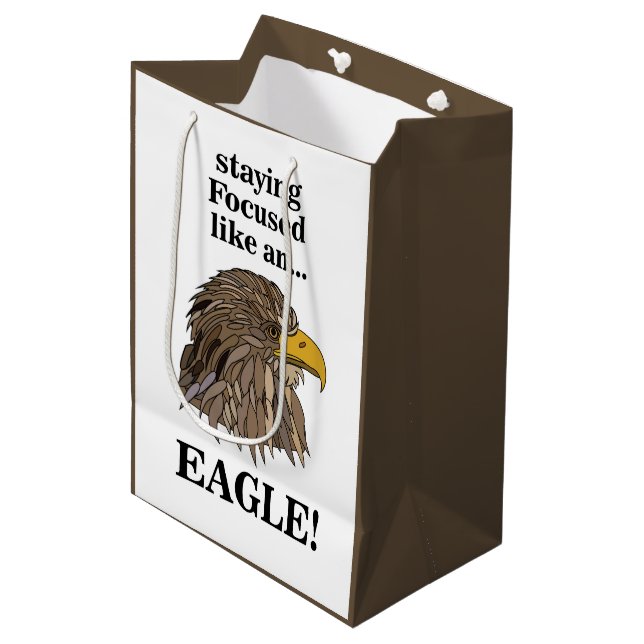 Golden Eagle Head Medium Gift Bag (Front Angled)