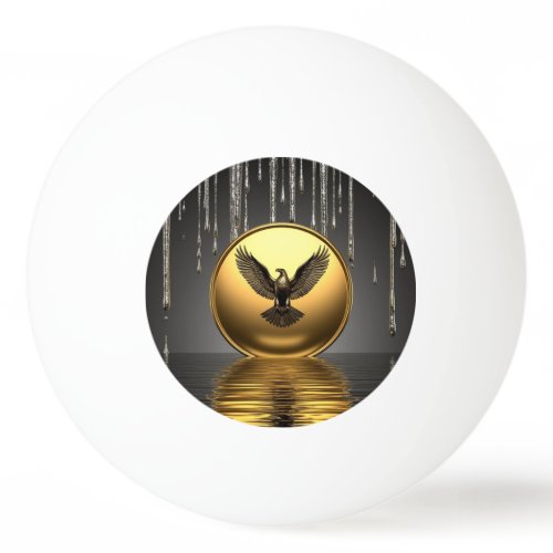 Golden Eagle Pendant Dripping Liquid Metal  Ping Pong Ball