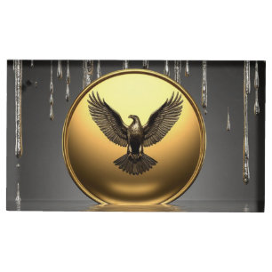 Golden Eagle Pendant Dripping Liquid Metal Place Card Holder