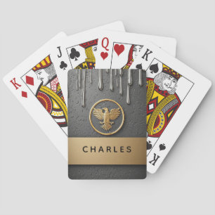 Golden Eagle Pendant Dripping Liquid Metal Poker Cards