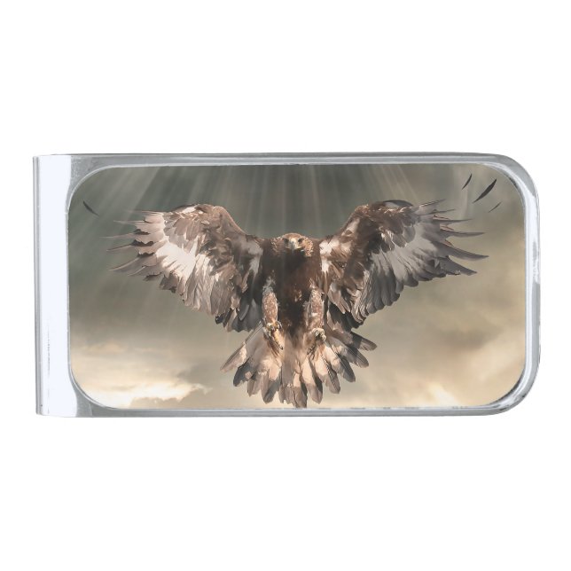 Golden Eagle Silver Finish Money Clip (Front)