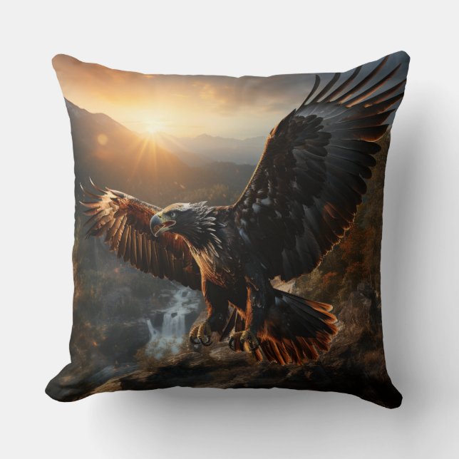 Golden Eagle Throw Pillow (Front)
