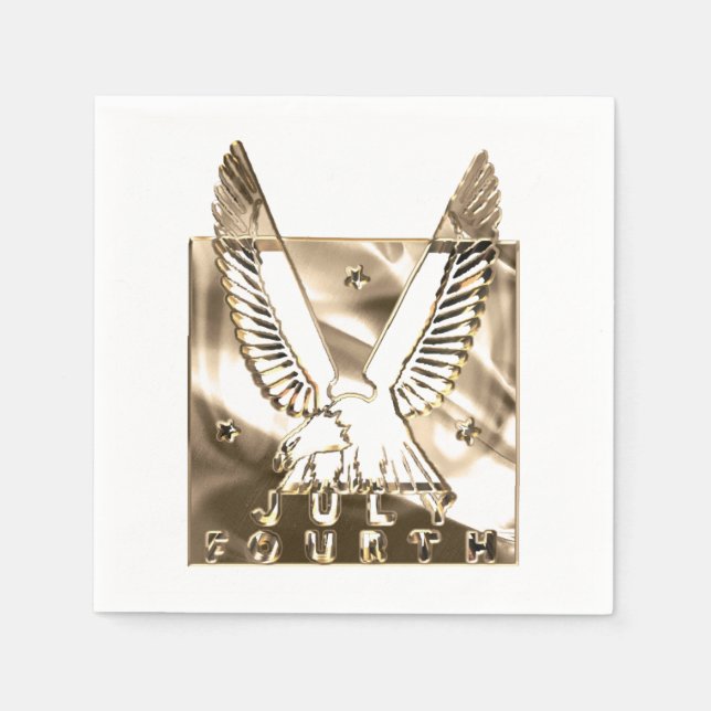 Golden Eagle USA America Independence Day July 4 Napkins (Front)