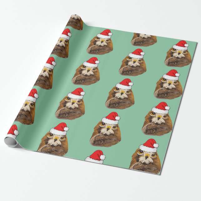 Golden Eagle wearing a Santa Hat   Wrapping Paper (Unrolled)