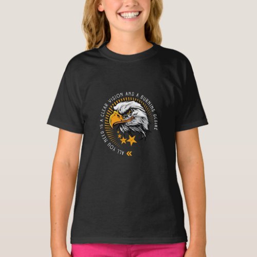 Golden Eagle with Stars and Quote T_Shirt