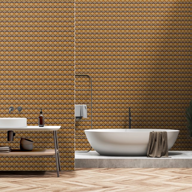 Golden Earth Mud Cloth Inspired Beautiful Wallpaper (Bathroom)