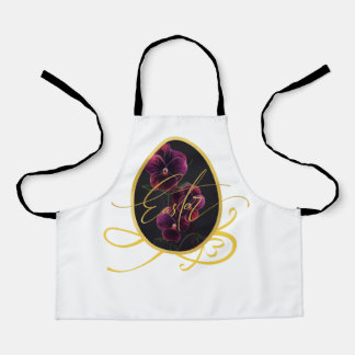 Golden Easter Egg and Elegant Iris Apron