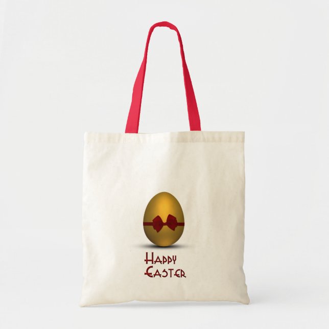 Golden Easter Egg with Red Bow Tote Bag (Front)