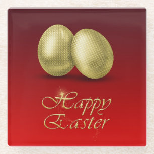 Golden Easter Eggs - Glass Coaster