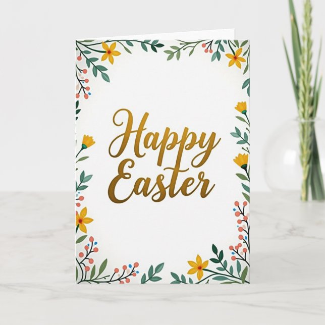 Golden Easter Floral Art Card (Front)