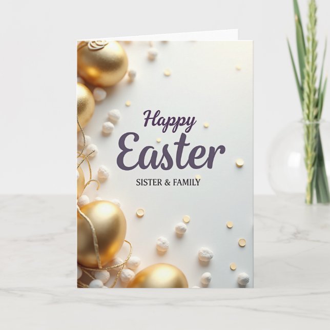 Golden Easter Sphere Holiday Card (Front)