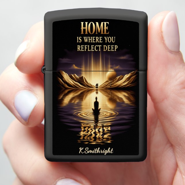 Golden Echo Lake Zippo Lighter (In Hand)