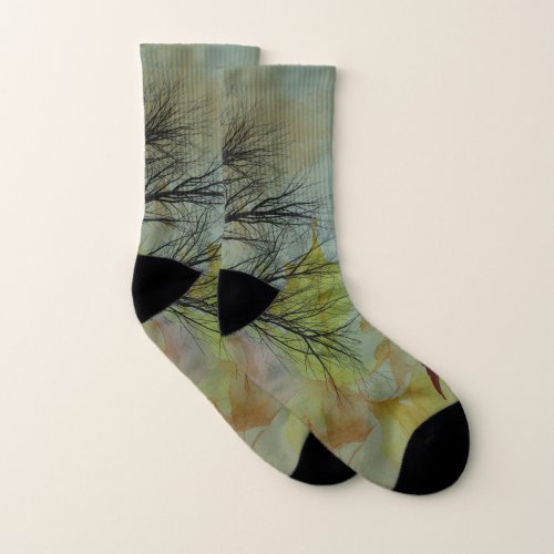 Golden Echoes Autumns reflection Socks