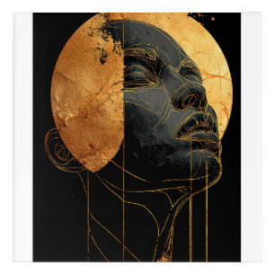 Golden Eclipse Abstract Face Acrylic Wall Art