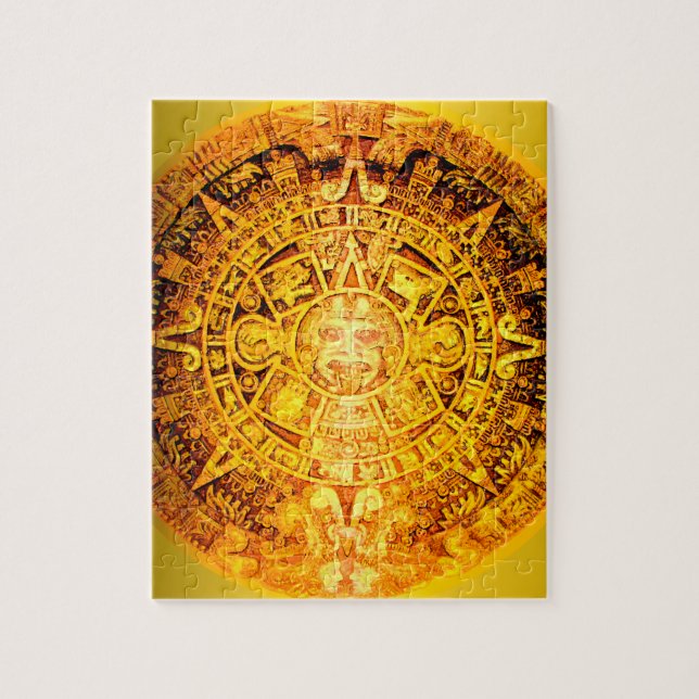 Golden Effect Aztec Calendar  Jigsaw Puzzle (Vertical)
