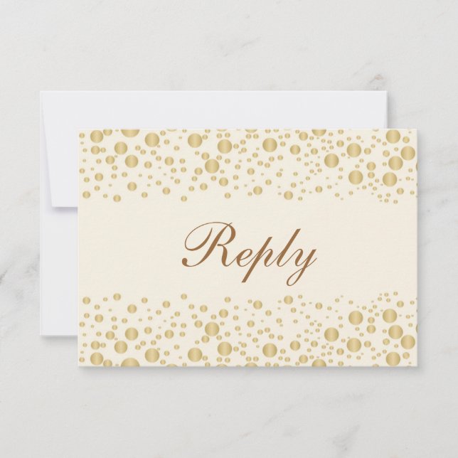 Golden effect confetti on cream RSVP Card (Front)