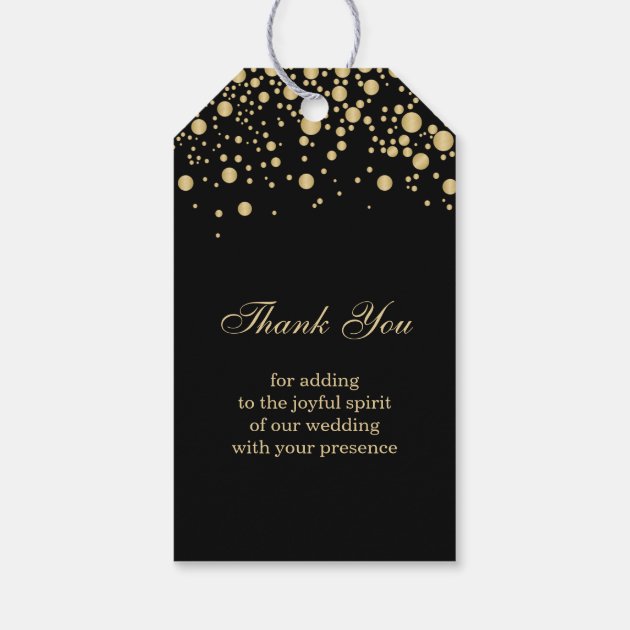 Golden Effect Confetti Wedding Thank You Gift Tag