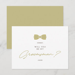 Golden Effect Groomsman Bow Wedding Proposal Postcard