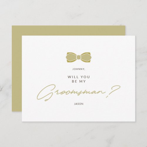 Golden Effect Groomsman Bow Wedding Proposal Postcard