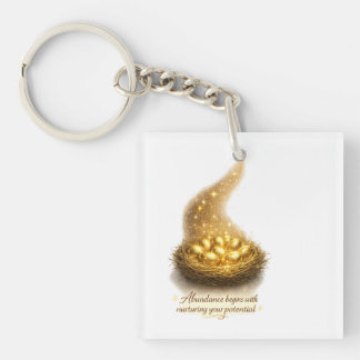 Golden Egg Nest Inspirational Keychain