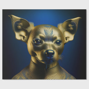 Golden Egyptian Chihuahua Guard Wrapping Paper