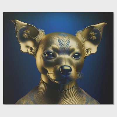 Golden Egyptian Chihuahua Guard Wrapping Paper