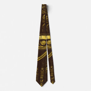 Golden Egyptian Eye of Horus  and hieroglyphics Neck Tie