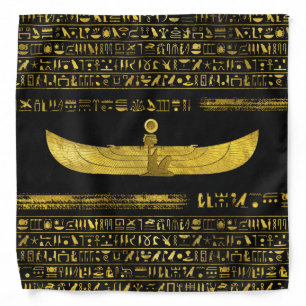 Golden Egyptian God Ornament on black leather Bandana
