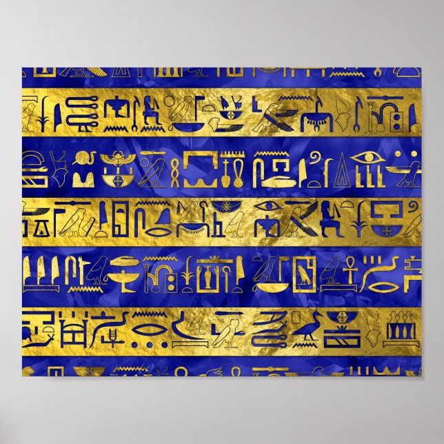 Golden Egyptian  hieroglyphs pattern Poster (Front)