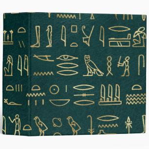 Golden Egyptian Hieroglyphs Typography Egypt 3 Ring Binder