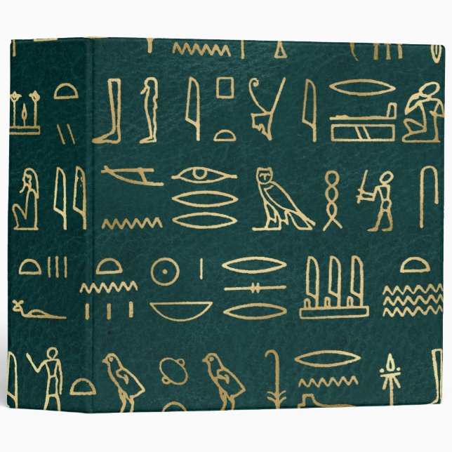 Golden Egyptian Hieroglyphs Typography Egypt 3 Ring Binder (Front/Spine)