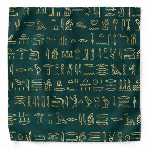 Golden Egyptian Hieroglyphs Typography Egypt Bandana