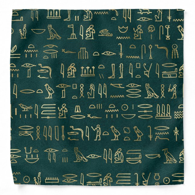 Golden Egyptian Hieroglyphs Typography Egypt Bandana (Front)