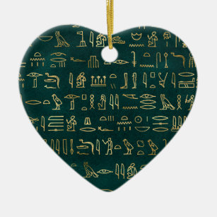 Golden Egyptian Hieroglyphs Typography Egypt Ceramic Ornament