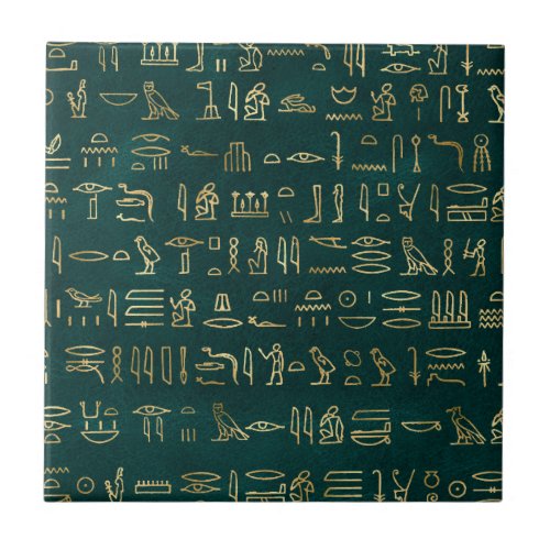 Golden Egyptian Hieroglyphs Typography Egypt Ceramic Tile