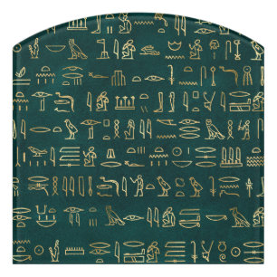 Golden Egyptian Hieroglyphs Typography Egypt Door Sign