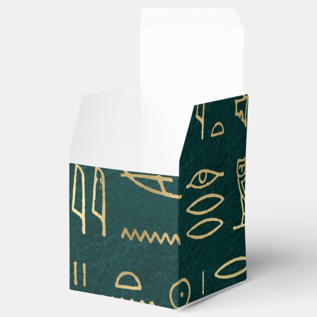 Golden Egyptian Hieroglyphs Typography Egypt Favor Boxes (Opened)