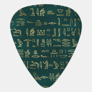 Golden Egyptian Hieroglyphs Typography Egypt Guitar Pick