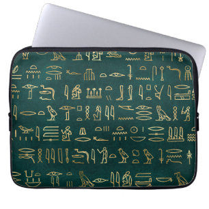 Golden Egyptian Hieroglyphs Typography Egypt Laptop Sleeve